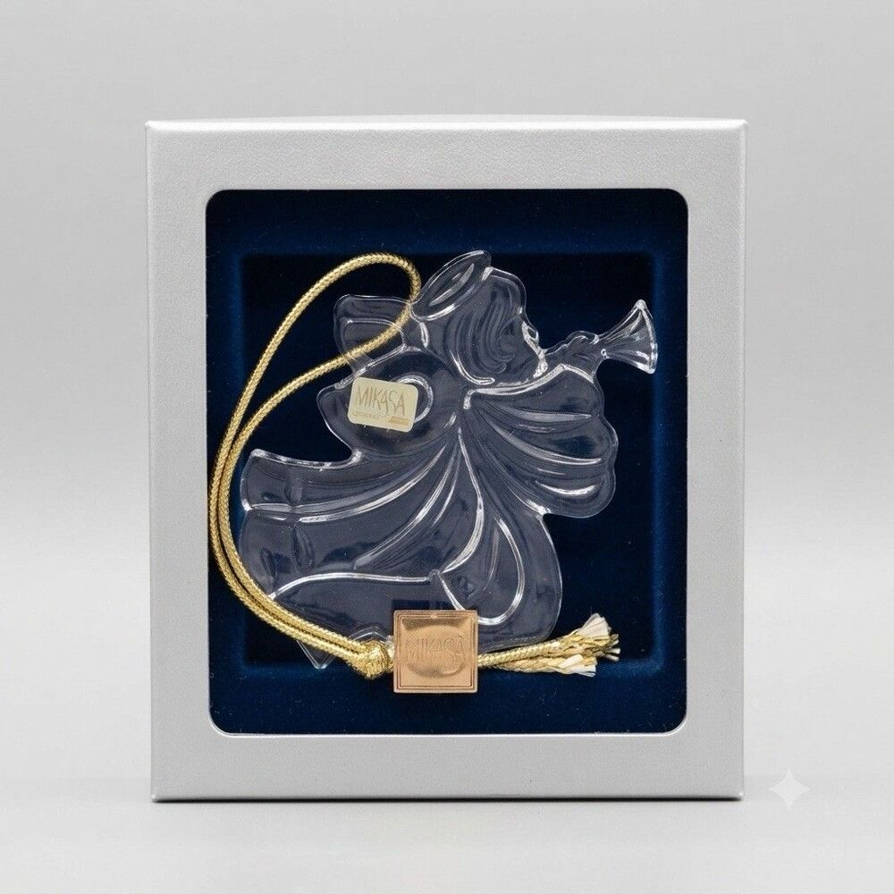 Vintage Mikasa Lead Crystal Angel Christmas Ornament Germany Box